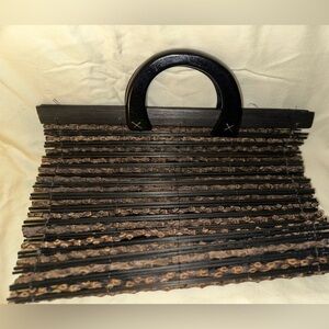 2/$15 Vintage 80’s Black and Brown Wooden Handbag